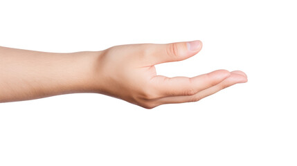 Hand holding an invisible object, isolated on transparent white background, clipping path