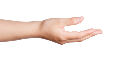Hand holding an invisible object, isolated on transparent white background, clipping path