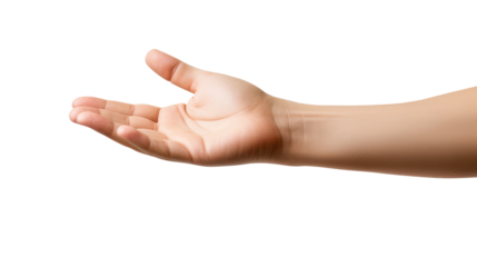 Hand holding an invisible object, isolated on transparent white background, clipping path