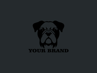 Pet Character Design, Bulldog Puppy Vector Logo, Cute Bulldog with Hilarious Expression