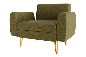 green fabric sofa modern furniture The sofa is separated from the background. 3D illustration renderer-clipping path