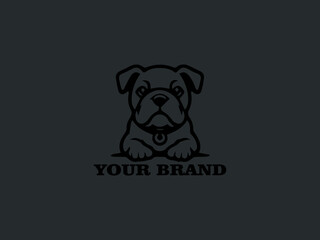 Pet Character Design, Bulldog Puppy Vector Logo, Cute Bulldog with Hilarious Expression
