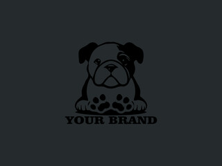 Pet Character Design, Bulldog Puppy Vector Logo, Cute Bulldog with Hilarious Expression