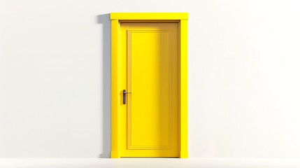 Modern yellow room door isolated on white background