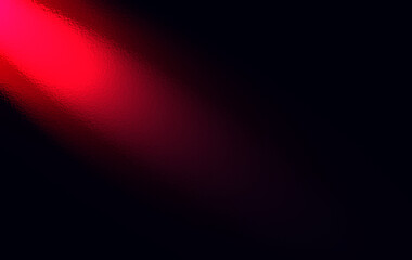 Small red light beam with dark background. Close up of laser beam isolated on black background