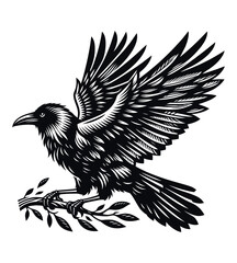 Crow silhouette vector illustrations