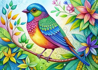 Fototapeta premium Vibrant Colouring Page Featuring a Beautiful Bird Ready for Creative Artistic Expression