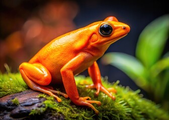 Vibrant Golden Mantella Frog for Sale in Natural Habitat, Captivating Colorful Amphibian Display
