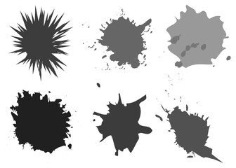 吹き出し 墨の飛沫のふきだし 模様のイラストセット アイコン素材