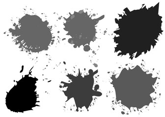 吹き出し 墨の飛沫のふきだし 模様のイラストセット アイコン素材