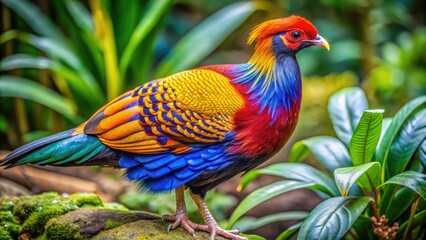 Fototapeta premium Vibrant Guinea Bird in Natural Habitat Showcasing Unique Plumage and Captivating Colors in Nature