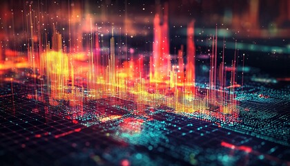 Fototapeta premium Data Visualization: Heat Map Overlay Showing Population Density Trends on Digital Interface