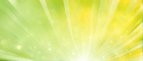 Abstract Green and Yellow Background with Sun Rays and Bokeh