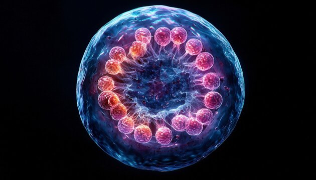 Intricate Illustration of Nucleus Structure with Nuclear Envelope, Chromatin, and Nucleolus in Cellular Context