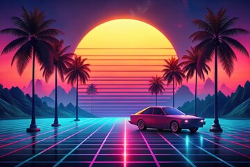 Vibrant Retro Color Palette Featuring Classic Synthwave and Retrowave Aesthetic Shades and Hues
