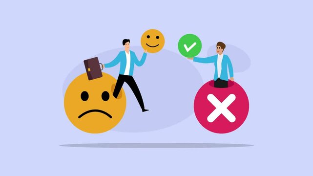 Business Decision Making: Choosing Positive Outcomes Over Negative Emotions cartoon animation