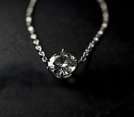 diamonds necklace shot against a black background   ai gegerate  