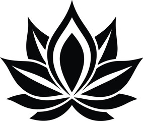 A silhouette illustration of a black lotus flower in vector graphic format