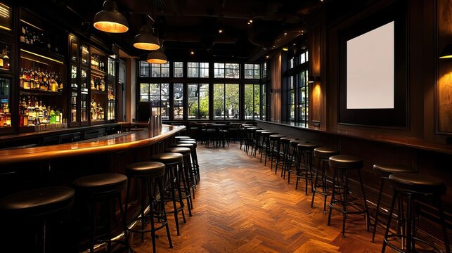 Bar with poster, providing space for advertisements or creative projects..