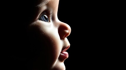 Fototapeta premium Profile of a little baby, symbolizing innocence, joy, and new beginnings..