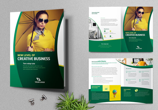 Bifold Brochure with Green Accents