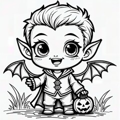 Fototapeta premium Cute Vampire Boy Coloring Page