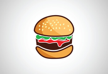 Fresh and Tasty Burger logo design template, Fast food logo, Vector illustration