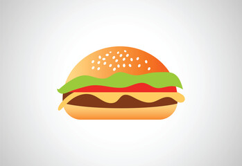 Fresh and Tasty Burger logo design template, Fast food logo, Vector illustration