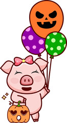 Cartoon Halloween Pig Doodle