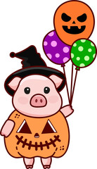 Cartoon Halloween Pig Doodle