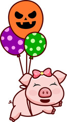 Cartoon Halloween Pig Doodle