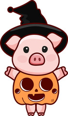 Cartoon Halloween Pig Doodle