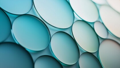 Serene Abstract Geometric Composition with Blue and Green Translucent Circles
