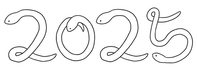 2025 Year of the Snake design Line art transparent PNG