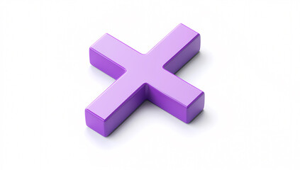 Obraz premium Minimalistic 3D Purple Plus Sign on White Background Isometric View