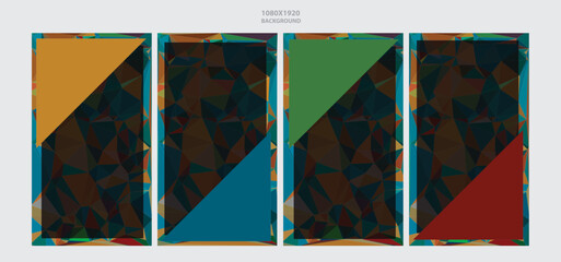 Abstract triangle template design set, colorful modern shapes.