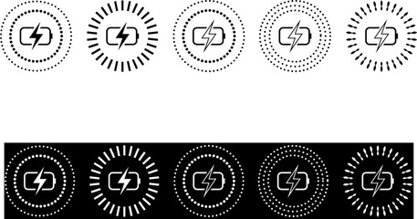 Wireless battery charging icons. Wireless phone charger.