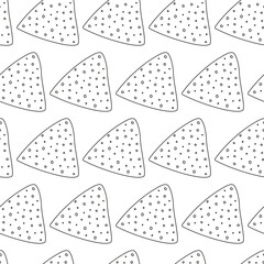 Outline Nacho Chips Seamless pattern in minimalistic style. Happy Nacho Day background texture idea