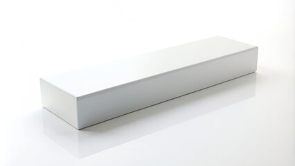 Naklejka premium A minimalist, elegant, long, white box with clean lines and a subtle sheen, sitting isolated against a pure