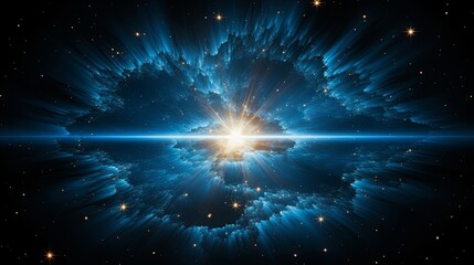 A celestial explosion bursts forth, a celestial eruption of energy and light, illuminating the vast cosmic expanse with ethereal brilliance.