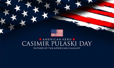 Casimir Pulaski Day Vector Background Banner , to Commemorate the Polish-American Hero