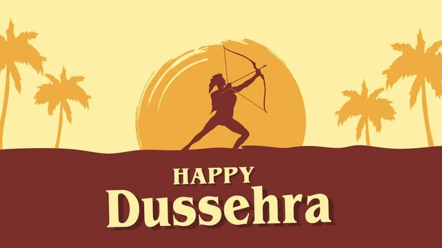 happy dussehra day with dussehra god silhouette