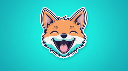 Fototapeta premium Cute cartoon fox with a big smile.