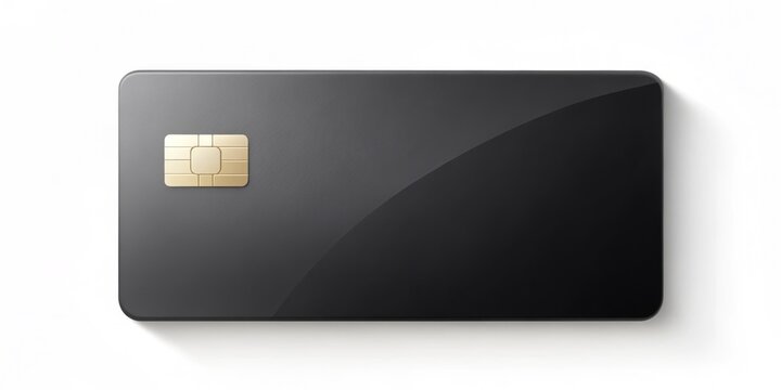 A sleek modern credit card is positioned horizontally on a plain white background, with a subtle shadow and