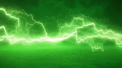 Green screen chroma key lightning strike visual effects element, perfect for fantasy video games, movies, or any project needing an electric atmosphere