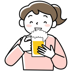美味しそうにビールを飲む女性