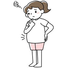 お腹についた脂肪を気にする女性