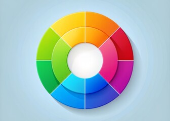 Obraz premium A vibrant, colorful infographic featuring a large circle divided into four equal sections, each representing a