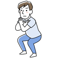 スクワットをする男性