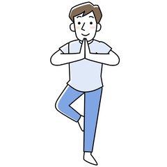 ヨガのポーズをする男性